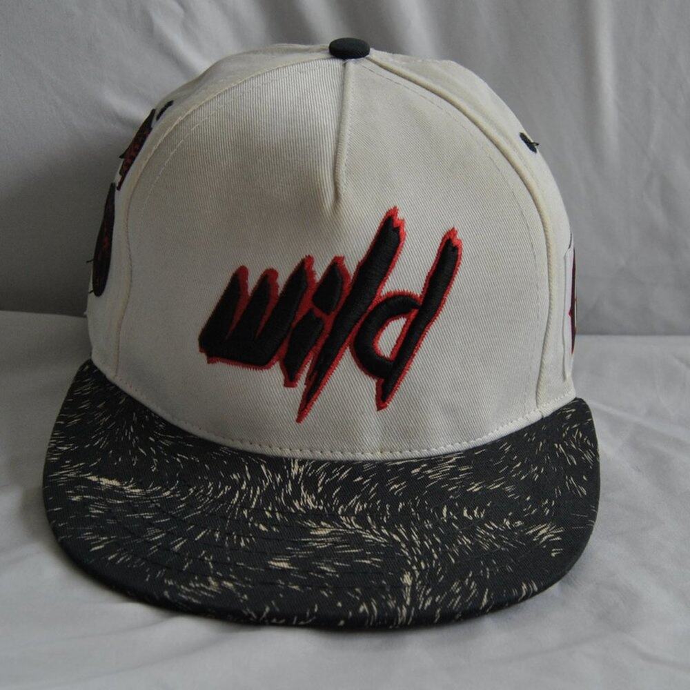 Wild Black & Red Logo on White Snapback Hat